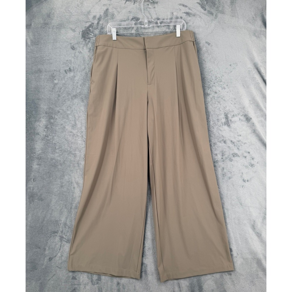 Athleta Pants Womens Size 16 Pinnacle High Waist Wide Leg Pleated Pockets Brown